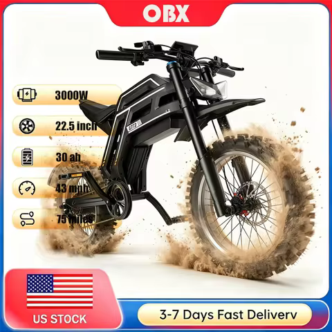 GT73 Electric Bike 3000W Peak 43MPH 58V 30Ah Battery 22.5''x3.5'' Fat Tire 7-Speed Dual Suspension E