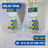 OVAL Ten Ten Clear Plastic Cups 18 & 22 Oz, 50 pcs 7 gram Glass/s U Cup/s Modern Glass/s