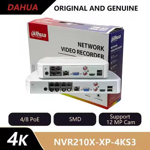 Dahua 4/8CH 1U 4/8PoE 1HDD Lite NVR Supports 12 MP Camera SMD H.265+ 4K 1 SATA Max 20TB NVR2104-P-4K
