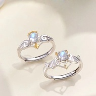 Blue Moonstone Angel Devil Adjustable Rings Lover Couple Ring Anniversary Valentine's Gift