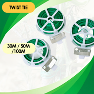 30/50/100 Meters Tali Putar Belit | Plant Twist Tie with Cutter Gardening Tie Plastic Tie Flower Wir