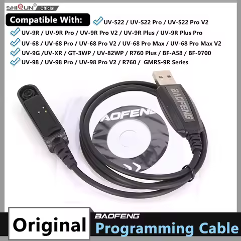 Baofeng UV9R Pro Original USB Programming Cable UV68 Pro Max v2 UV-S22 Pro UV-98 UV-9R Plus GT-3WP X