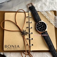 [Original] Bonia BNB10771-1633 Elegance Monogram Sapphire Unisex Watch with Brown Monogram Dial Brow