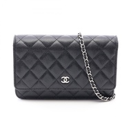 【二手】香奈兒 (Chanel) CHANEL 單肩包 Matelasse AP0250 黑色魚子醬紋小牛皮（粒面小牛皮）Matelasse 鏈條錢包 女士二手 A