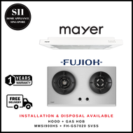 MAYER MMSI900HS-WH 90CM SEMI-INTEGRATED SLIMLINE COOKER HOOD + FUJIOH FH-GS7020 SVSS 2 BURNERS GAS HOB WITH 1 DOUBLE INNER FLAME BURNER - 1 YEAR WARRANTY