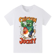 COD 2026Chicken Jockey Cartoon Print Boys Girls Children's Clothing Short-Sleeved T-Shirt Children's