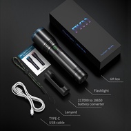 PK11ไฟฉายไฟฉาย LED แบบซูมได้ที่มีประสิทธิภาพสูง USB-C แบตเตอรี่21700ชาร์จไฟได้โคมไฟสว่างมากตะเกียงตั