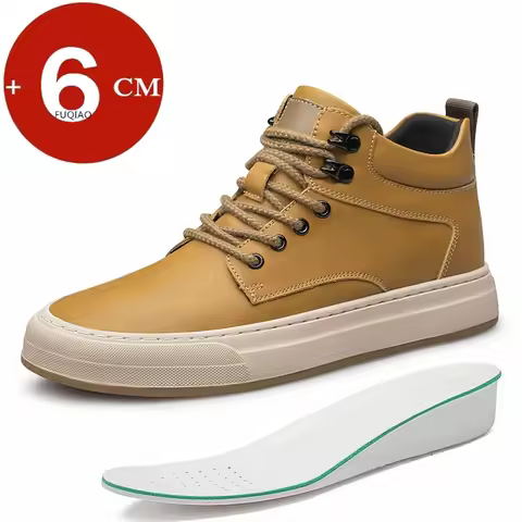 Men Ankel Boots Elevator Lift Height Increase Insoles 6cm Man Platform Soles Plus Size 37-44