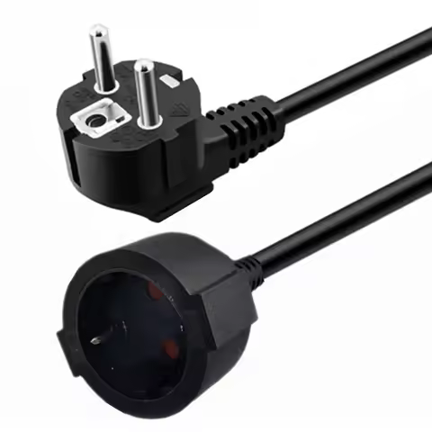 EU Power Extension Cord Euro CEE7 Schuko Mains Power Extension Cable Male to Female Schuko Extension
