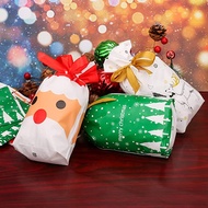 [Christmas Products]10Pcs Christmas Gift Bag Candy Bags / Christmas Drawstring Gift Bags / Christmas Goody Bags with Bow-Tie / Christmas Holiday Treats Bags Xmas Accessories Christmas Party Favors Supplies Gift Wrapping