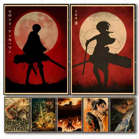 1PC Classic Anime Attack On Titan Season 4 Poster Self-adhesive Art Waterproof Paper Sticker Coffee 