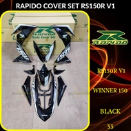 RAPIDO COVER SET RS150R/RS150 V1 WINNER 150 (33) BLACK (STICKER TANAM/AIRBRUSH) COVERSET