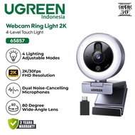 UGREEN Webcam 2K with 4-Level Ring Light Auto focus QHD Resolution Lens Cover 65857