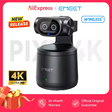 EMEET PIXY Wireless 4K Webcam Dual-Lens AI Tracking PTZ Streaming Camera Gesture Control HDR Live St
