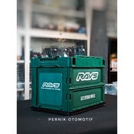 RAYS OFFICIAL CONTAINER BOX 20L Olive Green Original Toolbox Tool Folding Collapsible Storage Foldin