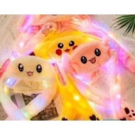 Hat with Moving Ears Internet Celebrity Glowing Bunny Hat Airbag Bunny Hat Squeeze Ears