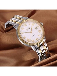 MEGIR Megir原裝豪華男士機械錶,不鏽鋼錶帶,商務休閒手錶,5atm防水,日曆自動日期顯示男士錶