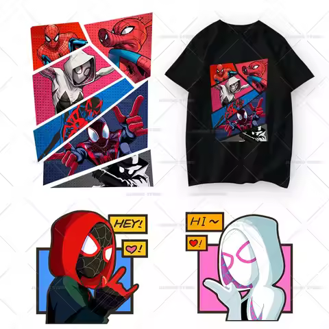 Spiderman Patch Spider Punk Heat Transfers for Clothes Disney New Movies Print Vinyl Stickers Appliq