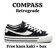 PROMO!! COMPASS RETROGRADE LOW BLACK WHITE / SEPATU SEKOLAH COMPASS PRIA WANITA HITAM PUTIH AUTENTIC CASUAL SNEAKERS TERMURAH / SEPATU COMPASS RETROGRADE WHITE BLUE KETS TERBARU CEWEK COWOK TERLARIS BAYAR DITEMPAT