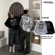 [APPAREL] No. 88 DATTAING Neckline Color Matching Jersey Long T Y2K Liquid Silver Contrast Y3K