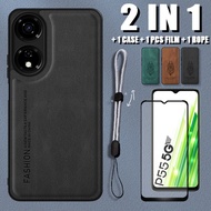 Luxury Soft Leather Case 2 IN 1 For Itel P55 5G P661N P665L with Ceramic Film and Adjustable Phone L