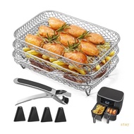 stay Air Fryer Racks Square 3 Layer Stackable Dehydrator Racks Stainless Steel Air Fryer Basket Tray for Air Fryers Oven