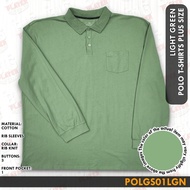 Plus Size Men's Polo T Shirt Long Sleeves With 3 button No Pocket Color Light Green Code POLGS01LGN