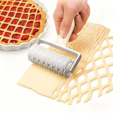 Lattice Roller Cutter Pie Cookie Dough Roller Plastic Lattice Cutter for Dought Pizza Bread Pastry H