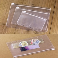PVC A5 A6 A7 Zipper Bag Card Bill Bag Loose Leaf Storage Holder Pockets 6-Hole Binder Pen File Pouch
