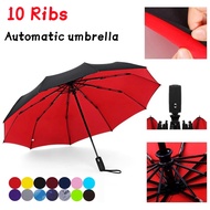 10ribs automatic umbrella wind-resistant large-reinforced folding umbrella/small umbrella/fibrella