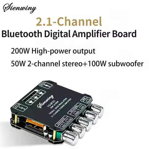 Sienwiny YS-TB21 YS-TB21H 2.1CH Bluetooth Amp Board 50W*2+100W Subwoofer USB APP MIC KTV Bass Treble