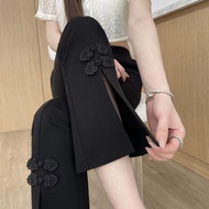 [Micro Flared Pants] New Chinese Style Flared Pants Chinese Style Flared Pants Disc Buckle Flared Pa