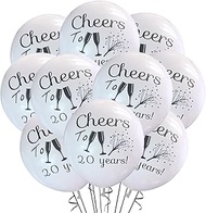 Malayan Products Cheers to 20 Years Latex Balloons 12ct, 20yr Anniversary Celebration. Wedding, Reun