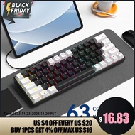 ⚔ZIFRIEND ZA646 Black White 63 Keys Russian Version Mechanical Keyboard Red/Blue Switch 3 PinsEOA)
