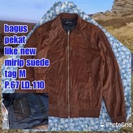 jaket work kerja casual bomber suede coklat brown zara man