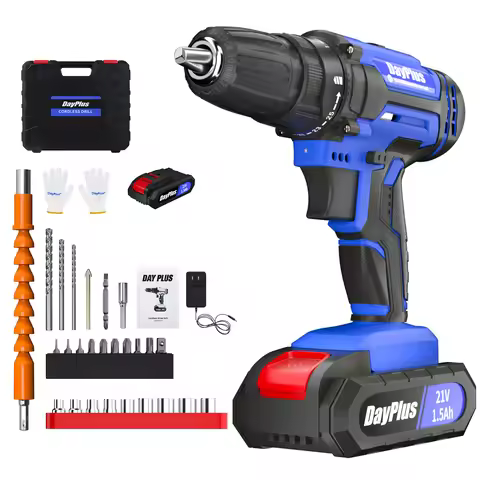 BRIEFNESS 21V Cordless Drill Driver, 25+1 Torque, 45N.m Electric Drill, 2 Speed, LED Light, 26 Acces