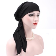 tudung sarung tudung ruffle AliExpress ebay Ladies Jacquard Stretch Cloth Headscarf Cap Muslim Big H