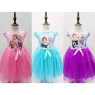 Frozen Dress Frozen Elsa Anna Princess Dress Petal Sleeve Rainbow Mesh Cute Girl Dress(for 2-10 year