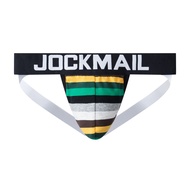 Jockmail Men's Underwear Rainbow Striped Double Thong Thong Cotton Breathable Low Waist