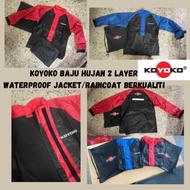 100 ori koyoko baju hujan 2 layer jacket waterproof raincoat 100% polyester pvc berkualiti motorcycl