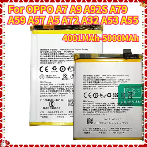New Battery for OPPO A7 A9 A92S A79 A59 A57 A5 A72 A32 A53 A55 4001MAh-5000MAh + Tools