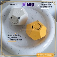 NIU USB Rechargeable Timer, 12-hedron LED Screen Automatic Rotating Timer, 1/3/5/10/15/20/25/30/45/6