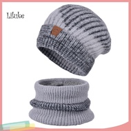 LK Winter Cap Scarf Set Winter Plush Scarf 2 Pcs Men Winter Hat Neck Warmer Set Keep Warm Outdoor Sk