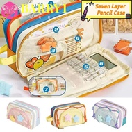 BARRY1 Y2K Star Stationery Bag, 7 Multilayer Desktop Storage Korean Pencil Case, Cloth Pen Bag Aesth