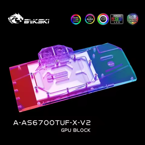Bykski A-AS6700TUF-X-V2 GPU Water Block for ASUS ROG STRIX Radeon RX 6750 XT O12G Card / Copper Cool