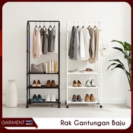 GANTUNGAN Portable 2-Tier Clothes and Shoe Rack with Free Wheels, Practical, Minimalist, Modern, Mul