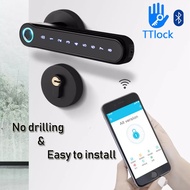 Smart Digital Door Handle Manage by TTlock App Keyless Smart Fingerprint Door Lock Electronic Door Lock Easy Install T12