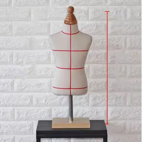 Male Body Tailor's Mannequin Sewing for Man Clothes Dummy,Wood Base Busto Dresses Form, 1:2 Scale, J
