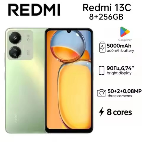 2026 Newest Redmi 13C Global Smartphone 8GB RAM 256GB Large Storage 6.74 Inch HD Display Practical P