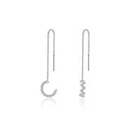 Rockyu swaying earrings ladies popular silver 925 chain pierced cute moon simple earrings for allergy to metal Christmas anniversary gift